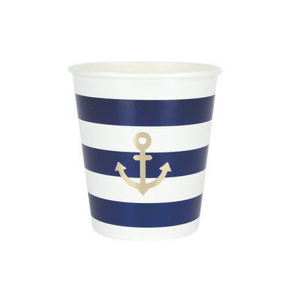 GOBELETS FESTONNES 200ML MARINIERE ET OR X 8
