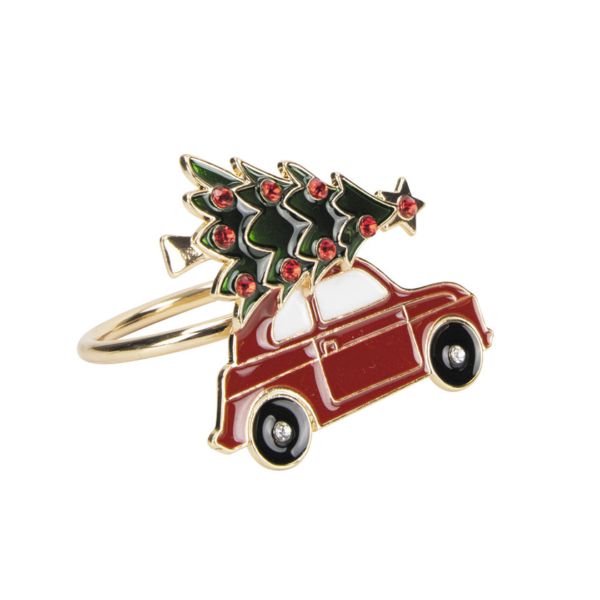 ROND DE SERVIETTE AUTOMOBILE DE NOEL
