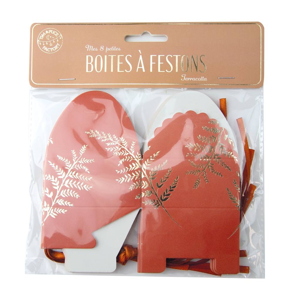 PETITES BOITES A FESTONS FOUGERE TERRACOTTA X 8