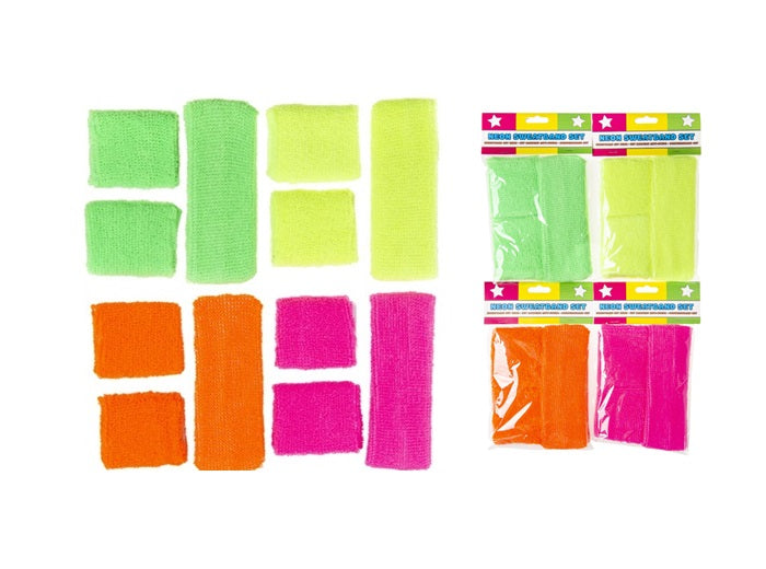 set bandeau et bracelets éponge néon fluo mix 3pcs
