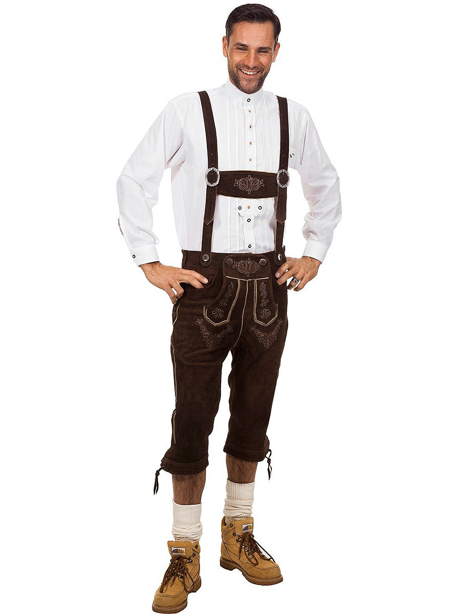 Lederhose marron foncé deluxe homme