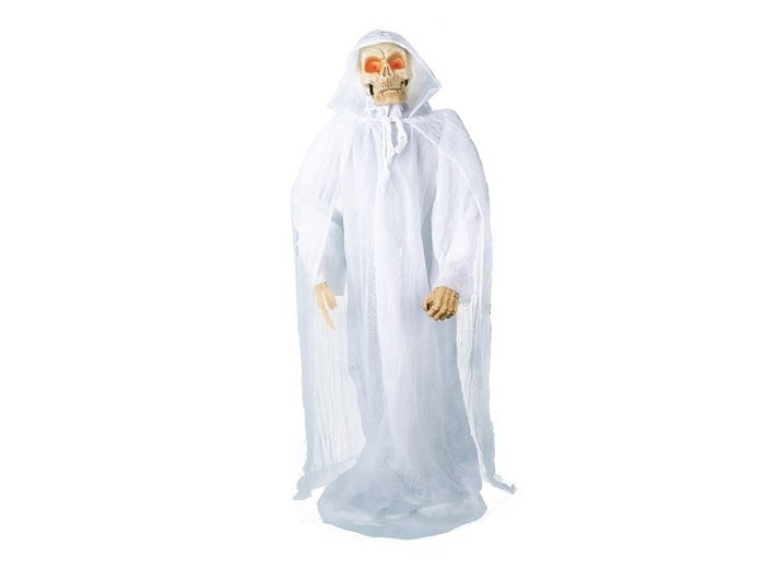 squelette fantôme blanc lumineux sonore et motorisé 1.8m