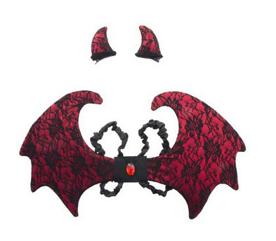 set de diable avec cornes et ailes rouge noir 50x28cm pour enfant