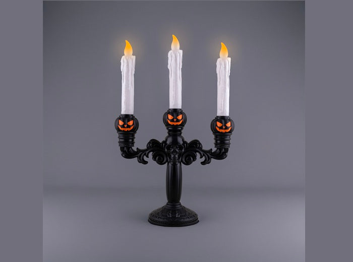 chandelier lumineux citrouilles et crne 3 led's bougies 40cm