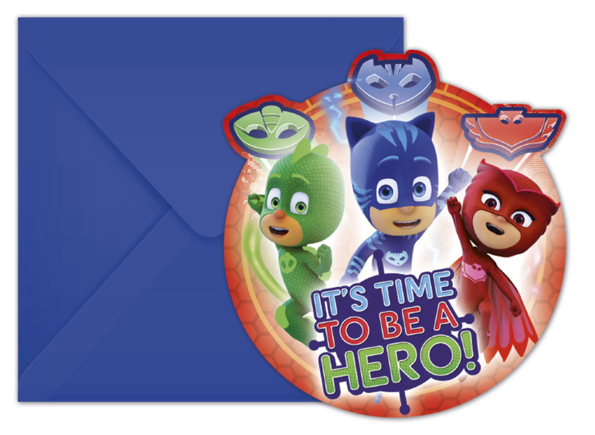 6 invitations Pyjamasques circulaires