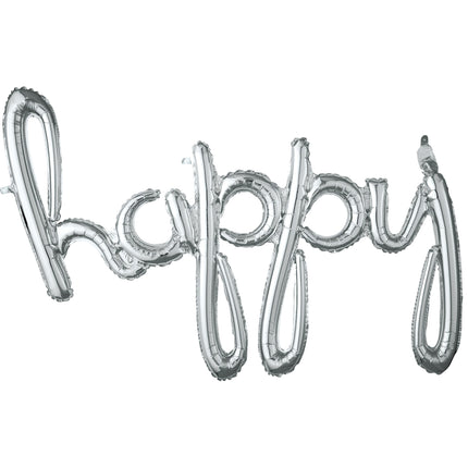 Ballon happy argenté en minuscule