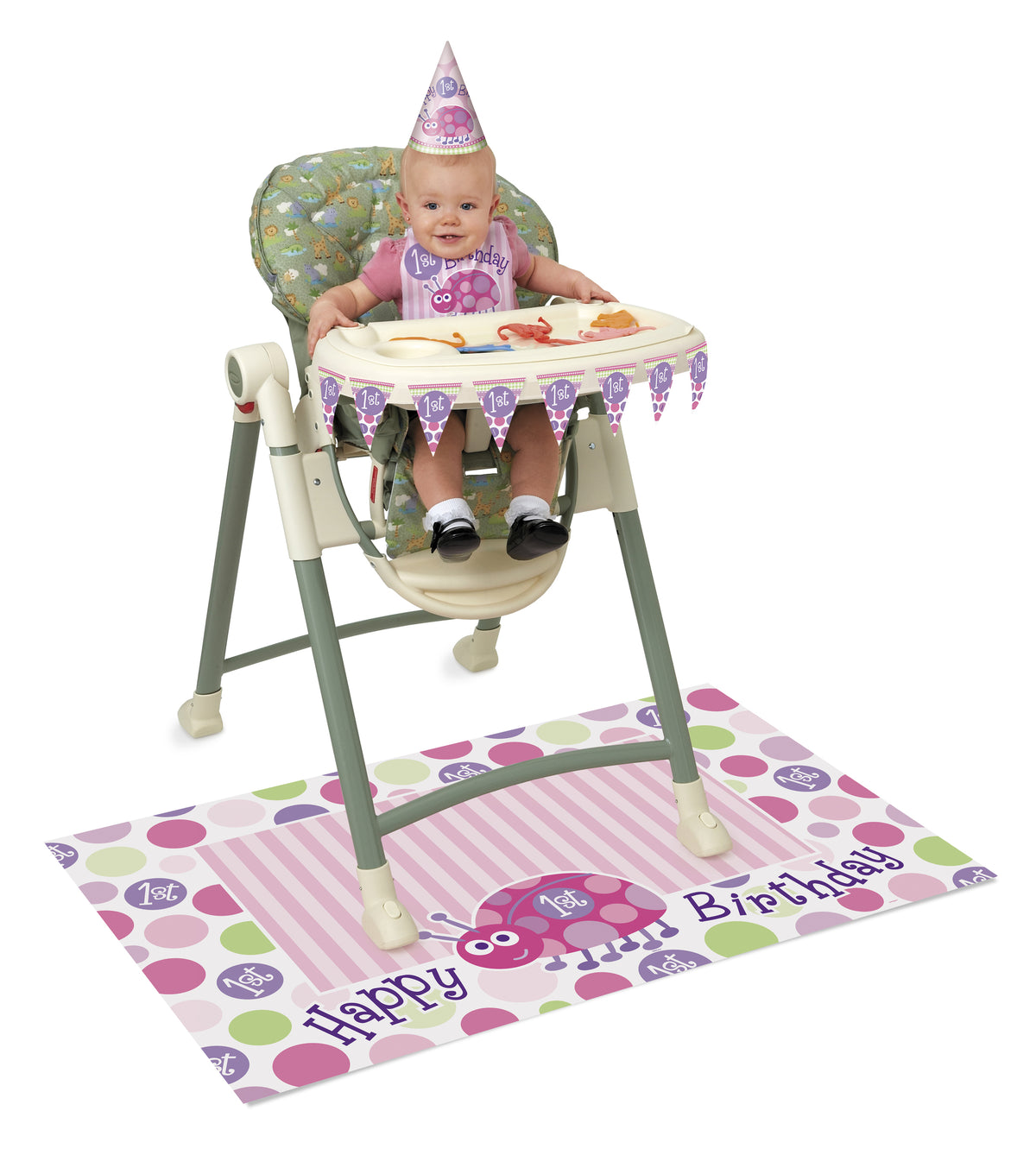 Set 1º anniversaire papillon rose