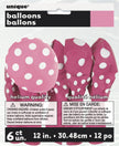6 ballons roses à pois blancs