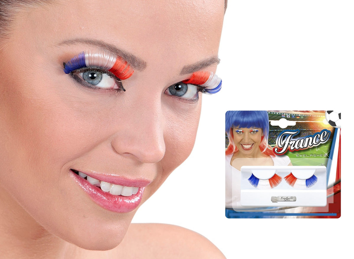 faux cils bleu blanc rouge france avec tube de colle