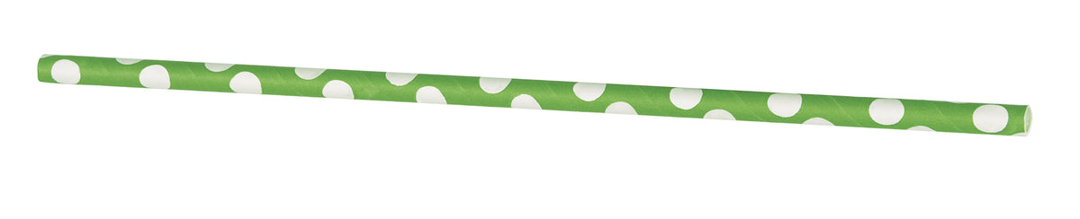 10 pailles à pois vert citron