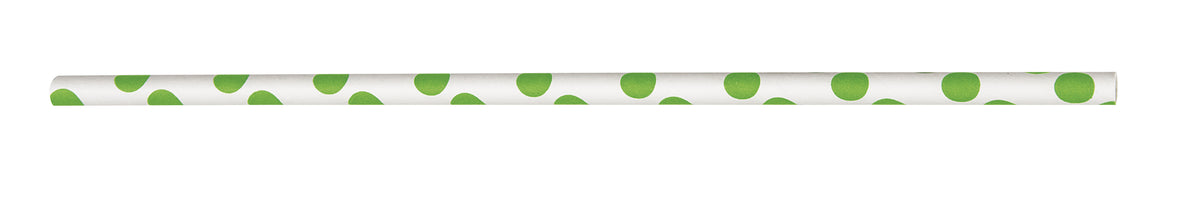 10 pailles à pois vert citron