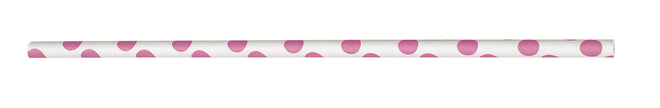10 pailles à pois roses et blancs
