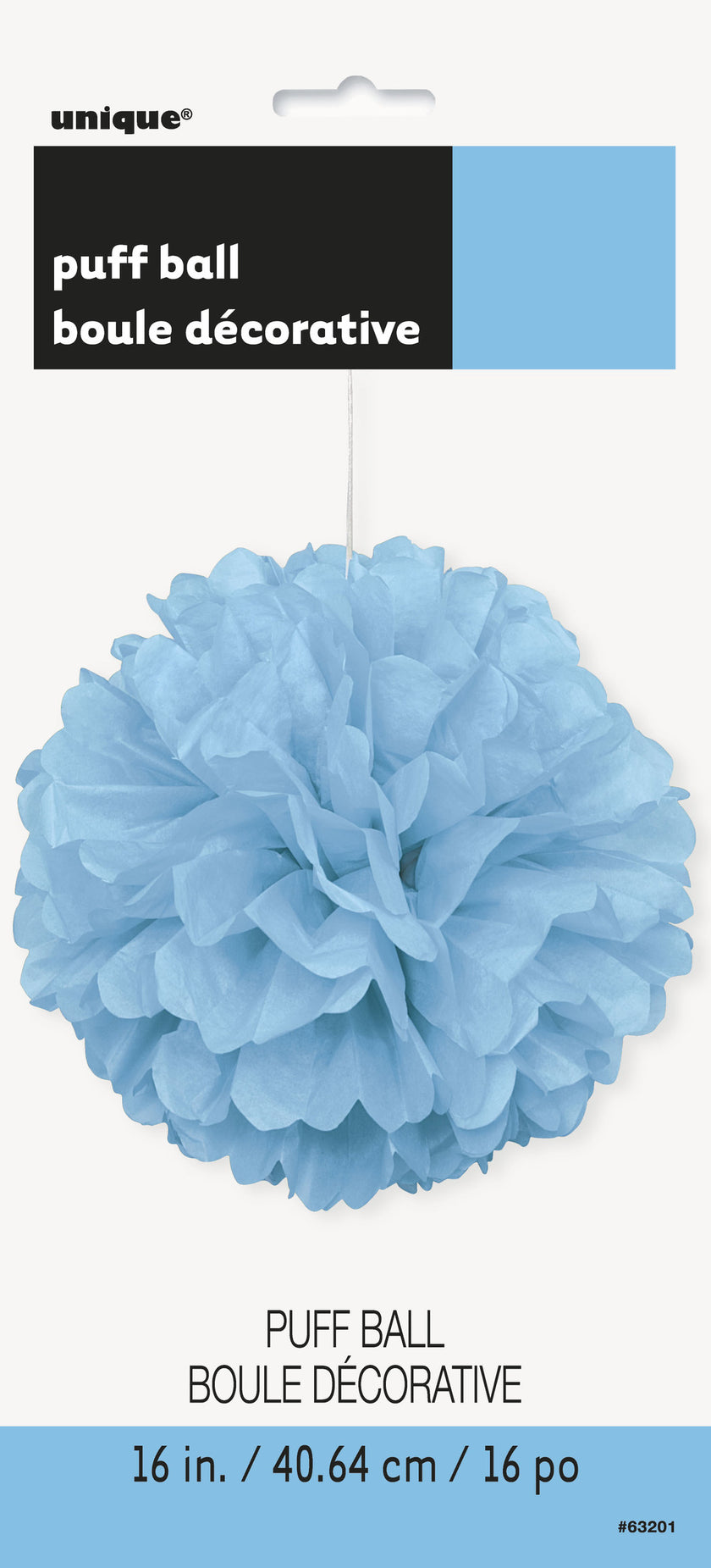 Pompon décoration bleu ciel - Gamme couleur unie