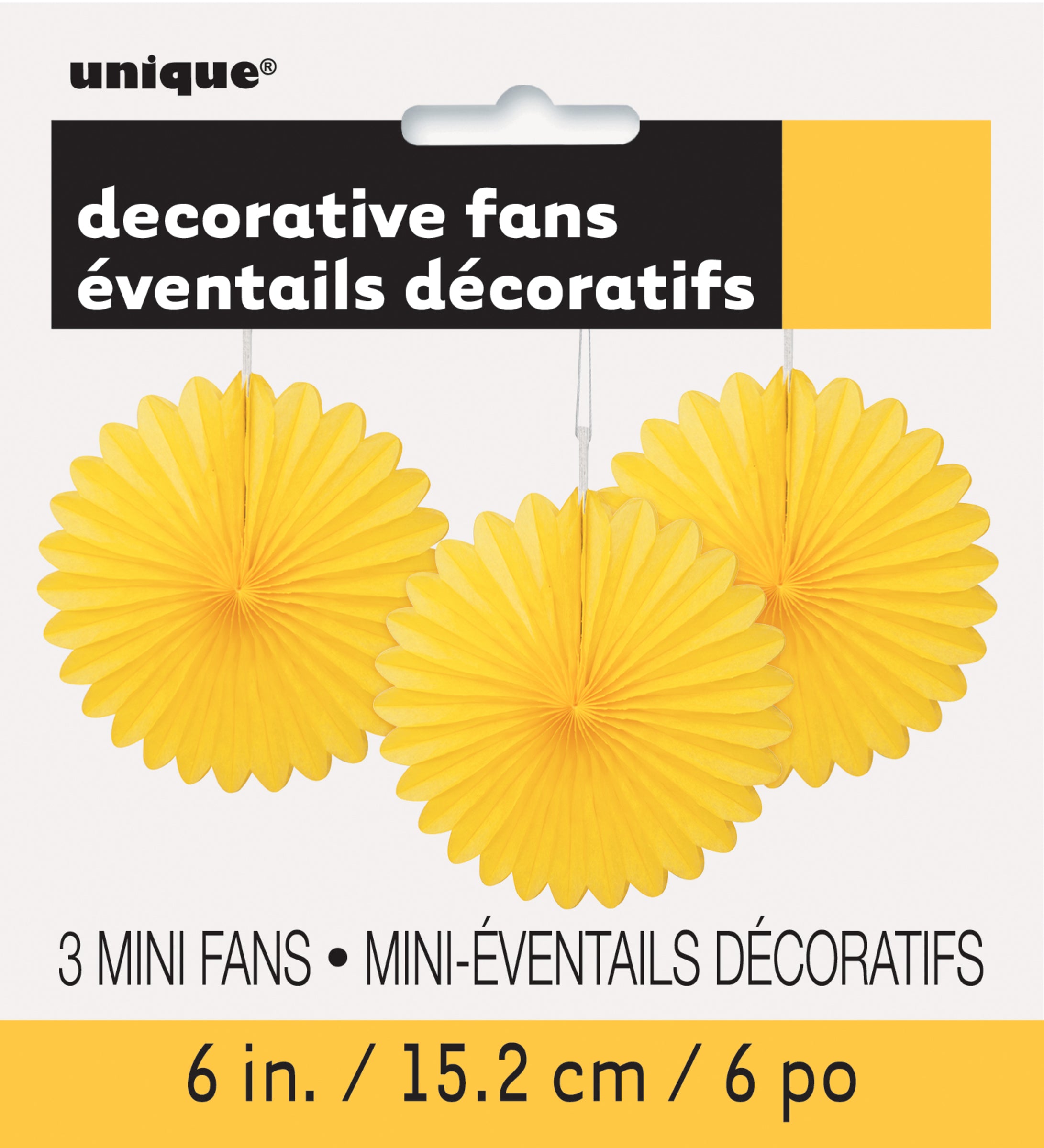 3 rosaces en papier jaune - Gamme couleur unie