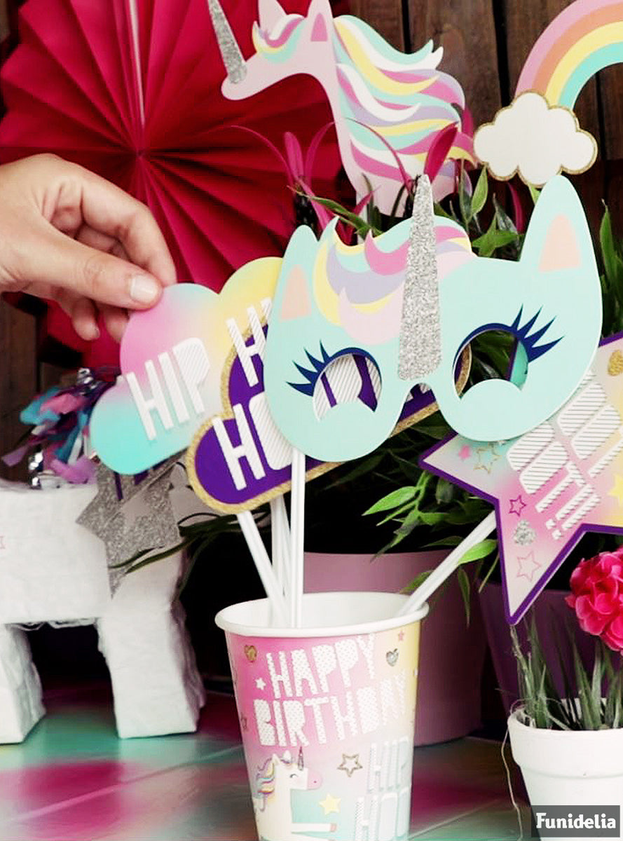 10 accessoires pour Photo booth de licorne joyeuse - Unicorn
