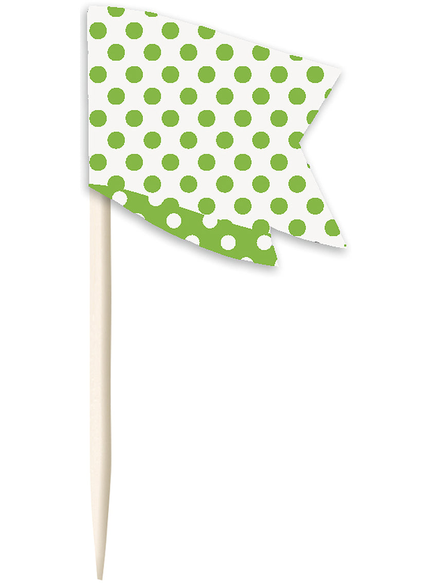 24 moules à cupcakes + 24 cake toppers couleur vert citron et pois