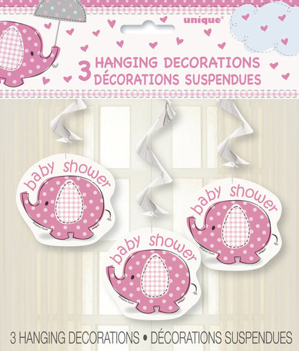 3 décorations à suspendre roses - Umbrellaphants Pink