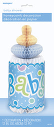 Centre de table biberon bleu - Baby Shower