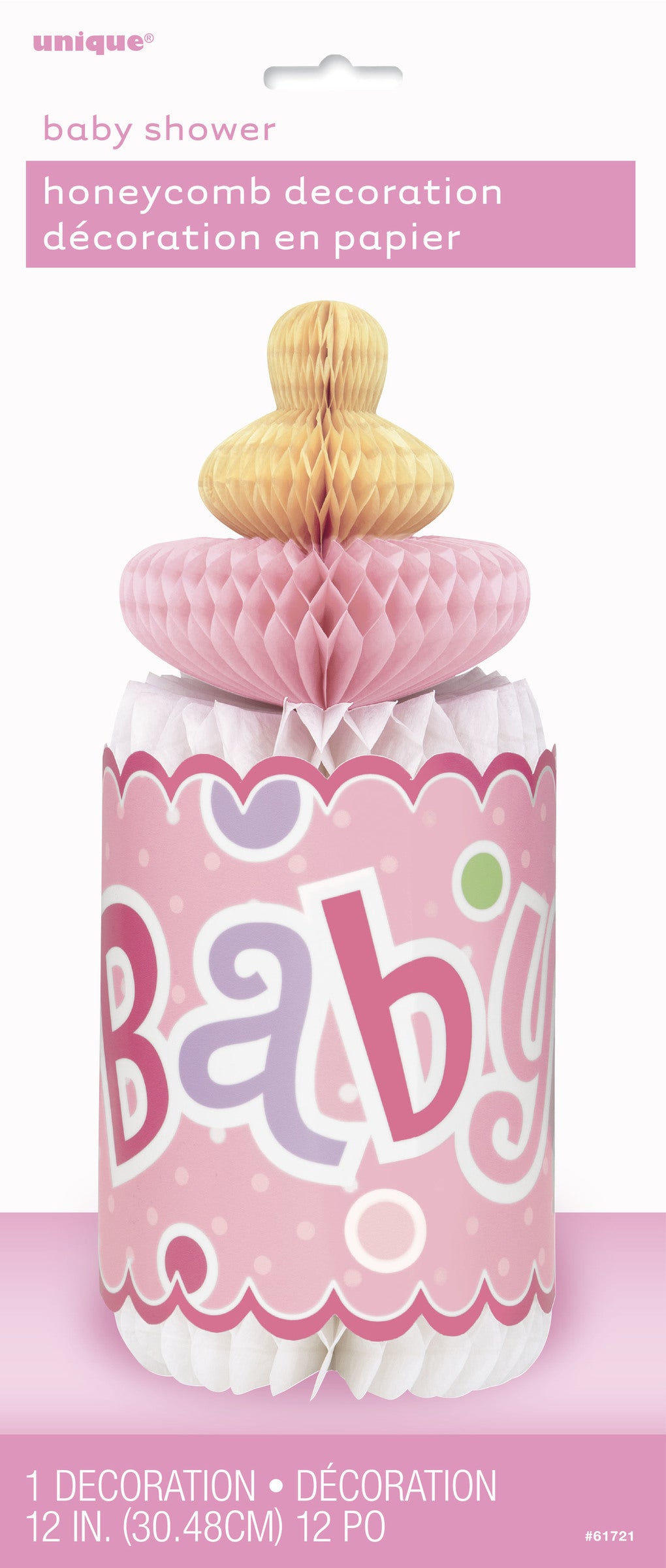 Centre de table biberon rose - Baby Shower