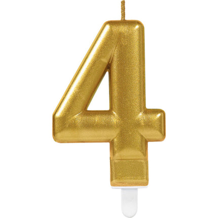 1 Bougie Chiffre 4 Or 9.3cm - Amscan
