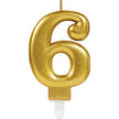 1 Bougie Chiffre 6 Or 9.3cm - Amscan