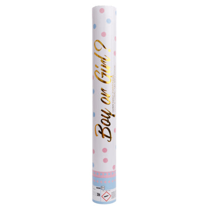 1 Canon Confettis Papier Rond Gender Reveal Boy Bleu 40cm - Amscan