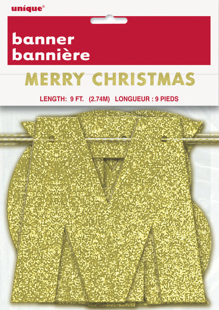 Guirlande dorée brillante Merry Christmas - Basic Christmas