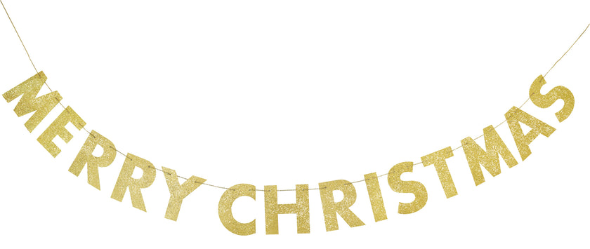 Guirlande dorée brillante Merry Christmas - Basic Christmas