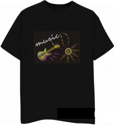 t-shirt lumineux complet guitare music