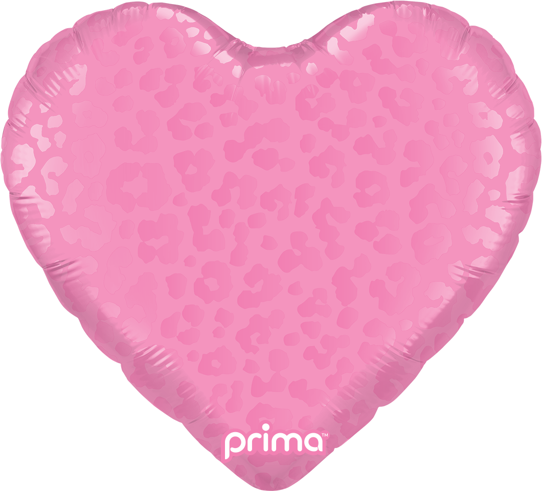 18” Heart Dark Pink Matte & Shiny Leopard Print - Prima