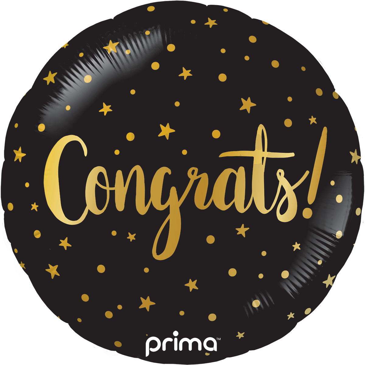 9” Round Air-filled Congrats Gold Stars - Prima
