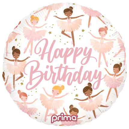 1 Ballon Aluminium Round Happy Birthday Ballerinas 18
