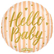 1 Ballon Aluminium Round Hello Baby Peach Stripes 18