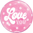 1 Ballon Sphere love you flowers light pink Glitter 10” - Prima