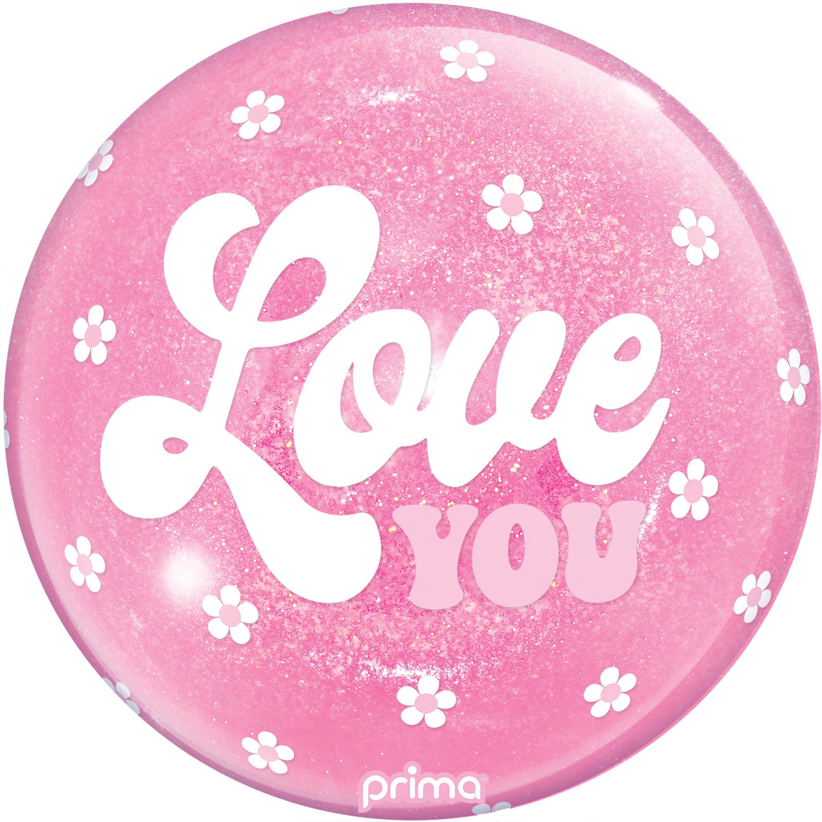 1 Ballon Sphere love you flowers light pink Glitter 10” - Prima