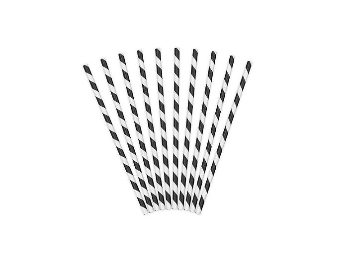 lot de 10 pailles carton noir & blanc 19.5cm