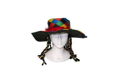 chapeau carnaval en mousse avec nattes multicolore adulte