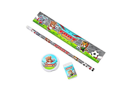 set de papeterie motifs animaux football 4pcs
