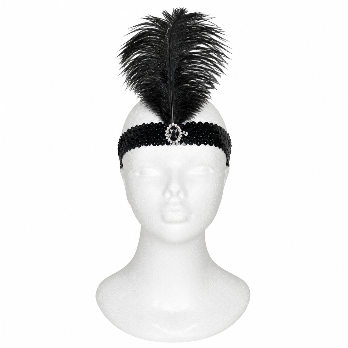 bandeau charleston plume d'autruche noir