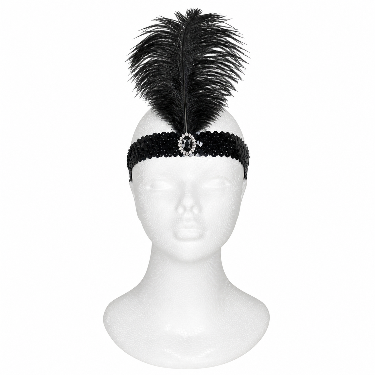 bandeau charleston plume d'autruche noir