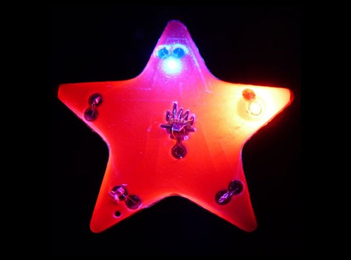 badge/magnet étoile rouge led''s rouge