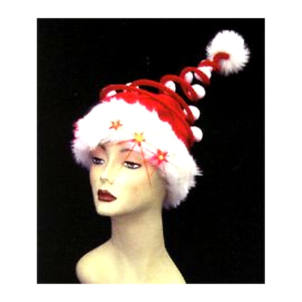 bonnet de noël spirale et étoiles lumineuses