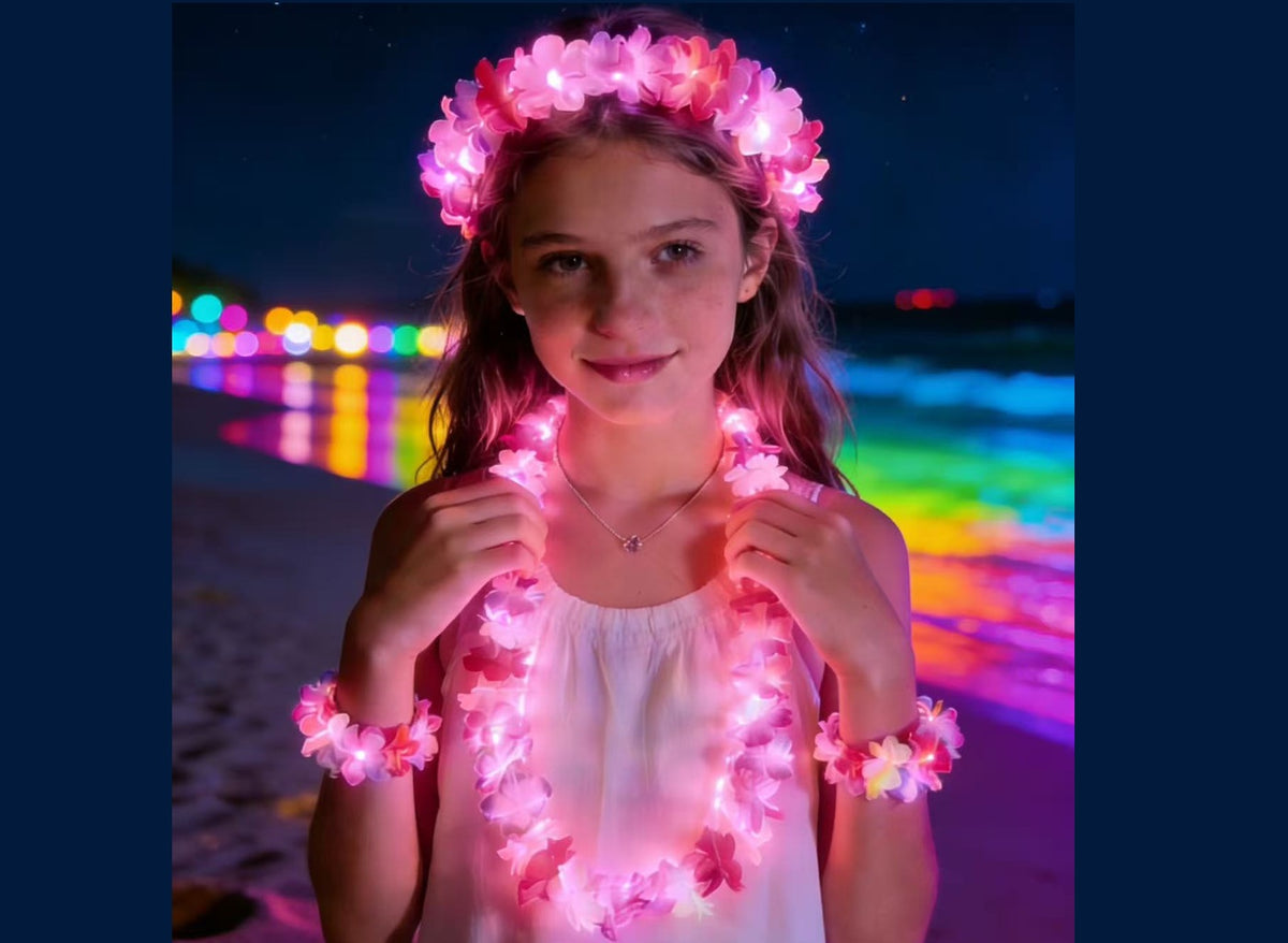 bracelet de fleurs lumineux led rose