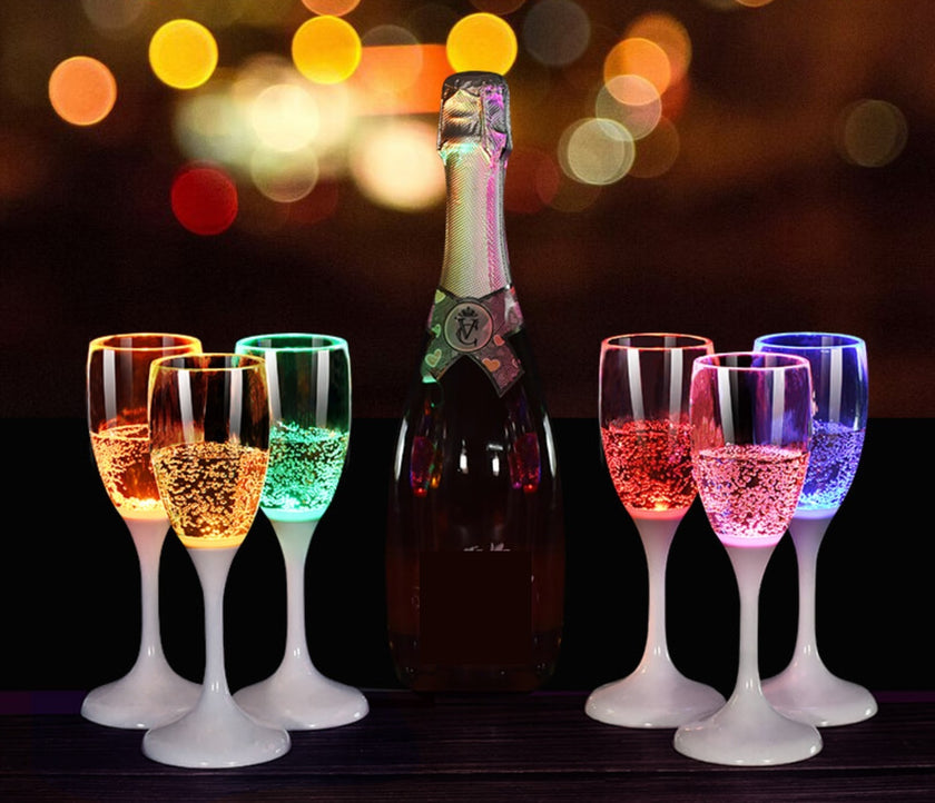 lot de 6 verres flûtes à champagne lumineux led