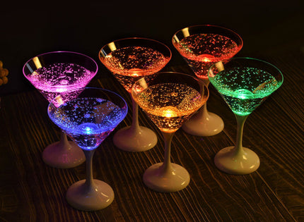 lot de 6 verres coupes à martini cocktail lumineux led