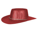 chapeau cowboy en pvc à paillettes rouge