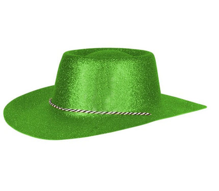 chapeau cowboy en pvc à paillettes vert