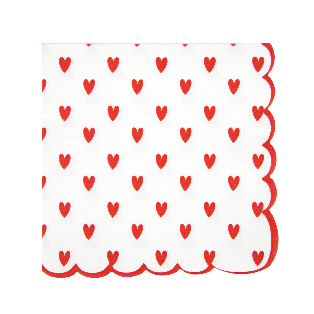 SERVIETTES FESTONNEES PETITS COEURS X 16