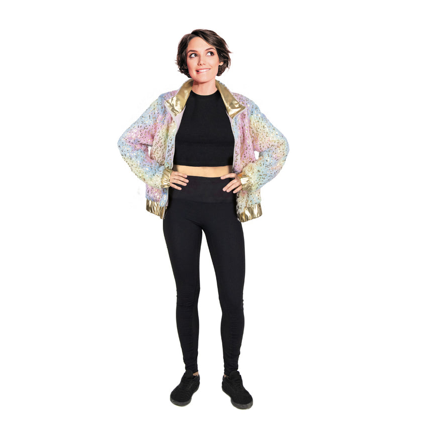 VESTE FOURRURE PASTEL MULTI LEOPARD