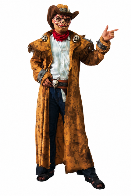 Masque latex et déguisement de revenant cowboy